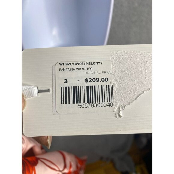 Ted Baker Womens Fantasia Wrap Top Peach Floral Half Sleeve Trimmed 3 / US M New - Picture 7 of 9